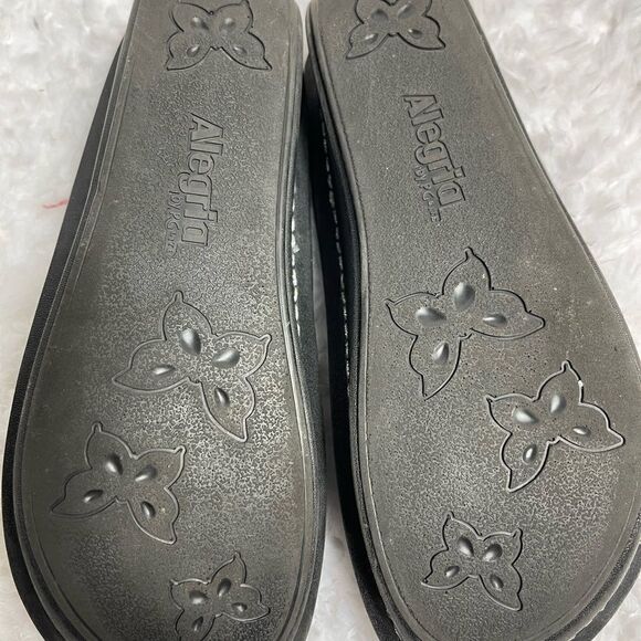 Alegria Paloma leather black glittery suede mules with side buckle  SZ 37 - Picture 8 of 10